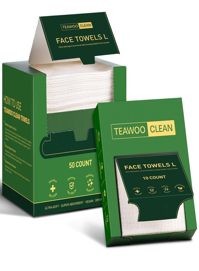 تيوو مناديل وجه TEAWOO للاستخدام مرة واحدة، 60 منديل، مصنوعة من ألياف الفسكوز بنسبة 100%، مناديل وجه مزدوجة الجوانب، ناعمة وسميكة وخالية من الوبر لإزالة المكياج، مناسبة للبشرة الحساسة، للاستخدام المنزلي والسفر - Image 1